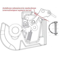 Hak do wspawania ramienia dolnego kat. 1 Nowy mechanizm zabezp. Kula 44mm  - zastosowanie do 55 KM (40KW)
