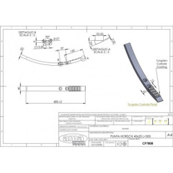  dłuto grządzieli wzmocnione napawem + płytką tungsten  40X20X485 - dilagro.pl - 1