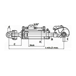 Łącznik hydrauliczny kat. 3 700-945 mm z główką widełkową (32mm) hakiem (32mm)