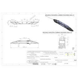 Dłuto  grządzieli do małego Michela 530x40mm wzmocnione